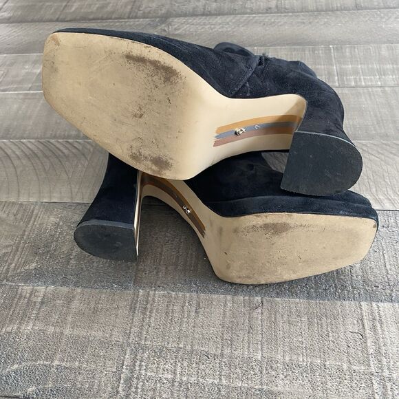 Sam Edelman Jaye Black Suede Block Heel Platform Ankle Boots. Size 7 - Picture 7 of 11